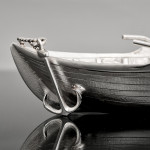 Silver-plated clinker rowing boat model