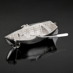 Silver-plated clinker rowing boat model