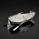 Silver-plated clinker rowing boat model