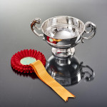 Irish style two-handled silver rose bowl