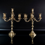 Pair of large 7-light Portuguese silver-gilt candelabra