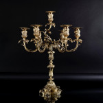 Pair of large 7-light Portuguese silver-gilt candelabra