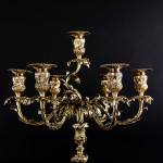 Pair of large 7-light Portuguese silver-gilt candelabra