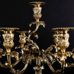 Pair of large 7-light Portuguese silver-gilt candelabra