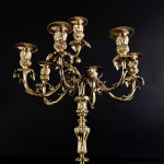 Pair of large 7-light Portuguese silver-gilt candelabra