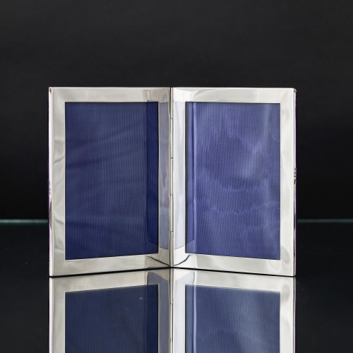 Antique folding silver photograph frame