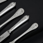 Rare set of Victorian hand-forged Paxton pattern silver cutlery for 12