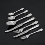 Rare set of Victorian hand-forged Paxton pattern silver cutlery for 12