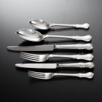 Set of Victorian hand-forged Prince's antique silver cutlery for 24 in canteen