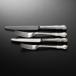 Set of Victorian hand-forged Prince's antique silver cutlery for 24 in canteen