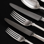 Set of Victorian hand-forged Prince's antique silver cutlery for 24 in canteen