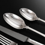 Set of Victorian hand-forged Prince's antique silver cutlery for 24 in canteen