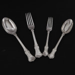 Set of Victorian hand-forged Prince's antique silver cutlery for 24 in canteen