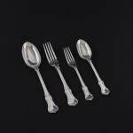 Set of Victorian hand-forged Prince's antique silver cutlery for 24 in canteen