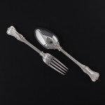 Set of Victorian hand-forged Prince's antique silver cutlery for 24 in canteen