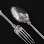 Set of Victorian hand-forged Prince's antique silver cutlery for 24 in canteen