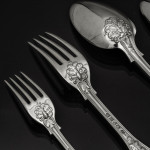 Rare set of hand-forged Princess No 2 silver cutlery for 12 in fitted canteen