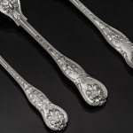 Rare set of hand-forged Princess No 2 silver cutlery for 12 in fitted canteen