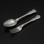 Rare set of hand-forged Princess No 2 silver cutlery for 12 in fitted canteen