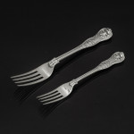 Rare set of hand-forged Princess No 2 silver cutlery for 12 in fitted canteen