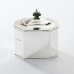 Dual Art Deco silver tea caddy with faux jade finial