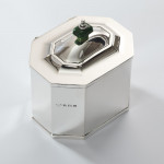 Dual Art Deco silver tea caddy with faux jade finial