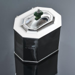 Dual Art Deco silver tea caddy with faux jade finial