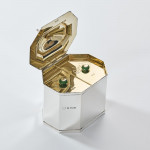 Dual Art Deco silver tea caddy with faux jade finial