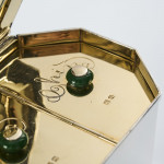 Dual Art Deco silver tea caddy with faux jade finial