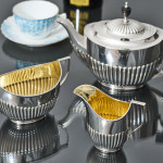 3-piece antique Queen-Anne-style silver tea set