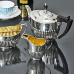 3-piece antique Queen-Anne-style silver tea set