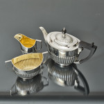 3-piece antique Queen-Anne-style silver tea set