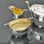 3-piece antique Queen-Anne-style silver tea set
