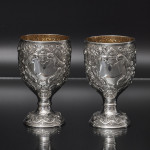 Pair of large Victorian silver wine or water goblets