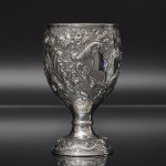 Pair of large Victorian silver wine or water goblets