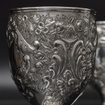 Pair of large Victorian silver wine or water goblets