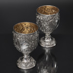 Pair of large Victorian silver wine or water goblets