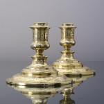 Pair of Victorian silver-gilt ship's candlesticks