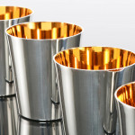 Set of six silver stacking beakers or stirrup cups