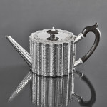 George III ribbed & brightcut silver teapot