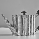George III ribbed & brightcut silver teapot