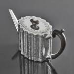 George III ribbed & brightcut silver teapot