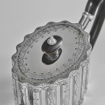 George III ribbed & brightcut silver teapot