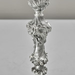 Pair of impressive antique cast silver candlesticks by royal silversmith
