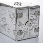 Handmade 3-drawer Japanese Meiji silver jewel box