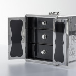 Handmade 3-drawer Japanese Meiji silver jewel box