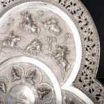 Antique Indian tri-form silver serving tray