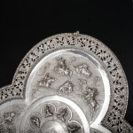 Antique Indian tri-form silver serving tray