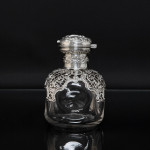 Handblown glass & silver perfume bottle