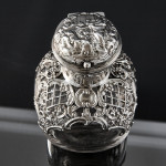 Handblown glass & silver perfume bottle